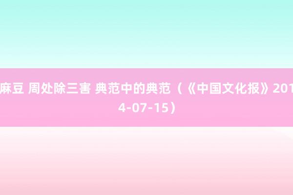 麻豆 周处除三害 典范中的典范（《中国文化报》2014-07-15）