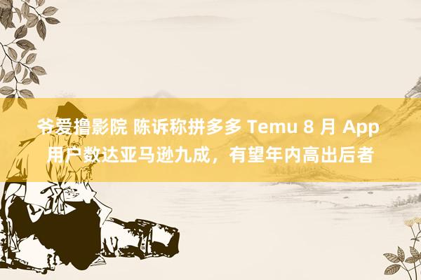 爷爱撸影院 陈诉称拼多多 Temu 8 月 App 用户数达亚马逊九成，有望年内高出后者