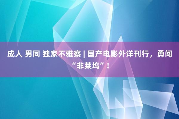 成人 男同 独家不雅察 | 国产电影外洋刊行，勇闯“非莱坞”！