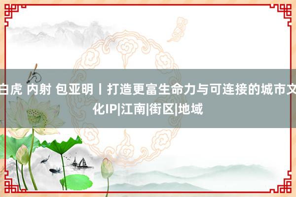 白虎 内射 包亚明丨打造更富生命力与可连接的城市文化IP|江南|街区|地域