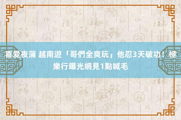 喜爱夜蒲 越南遊「哥們全爽玩」他忍3天破功！極樂行曝光　網見1點喊毛